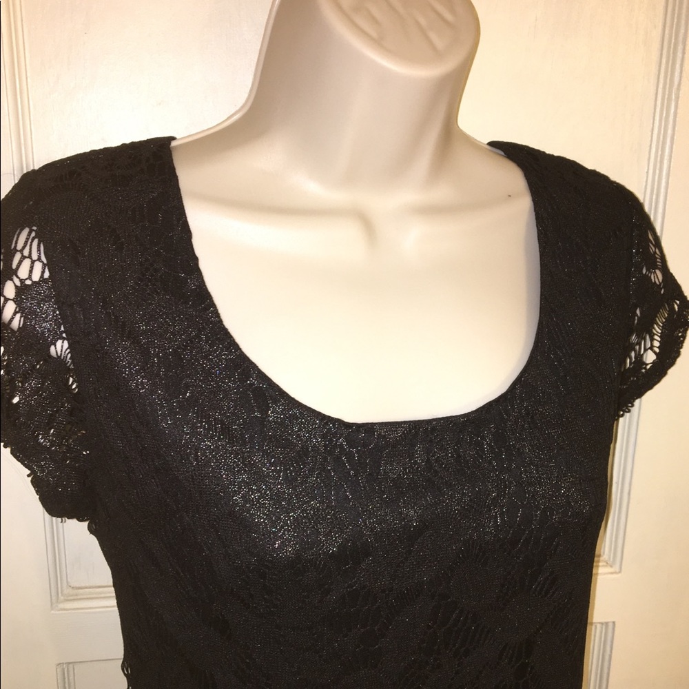 Olive & Oak M black lace overlay mini dress